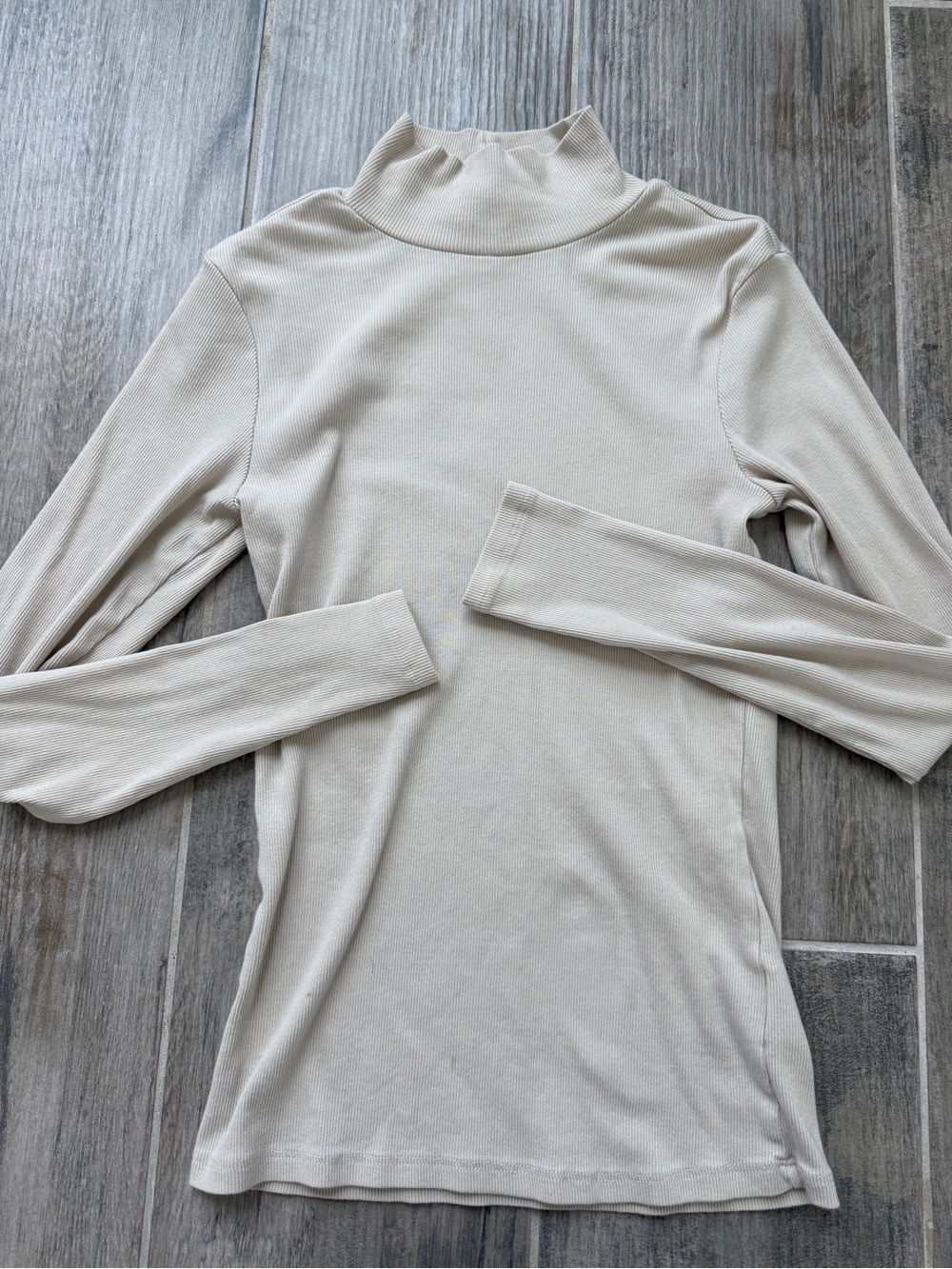 H&M Cream Mock Neck Long Sleeve Top